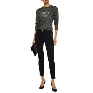 J Brand Jeans Women’s Size 30 US‎ Black Denim Zion Vanity Sailor Buttons Cropped
